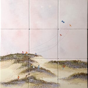 Strand ""Dünen"" Magnet Malerei - Duane Armstrang Original Kunst, Keramik Fliesen Wandbild."