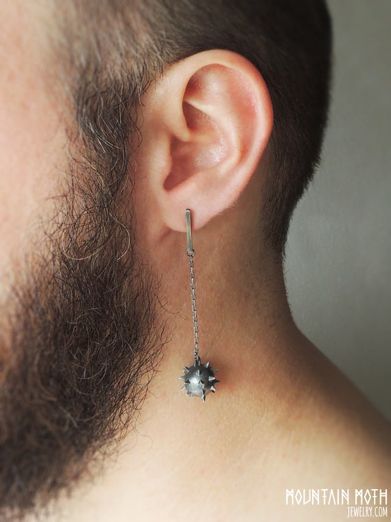 One Single Morning Star Silver Earring Long Drop Earring Morning