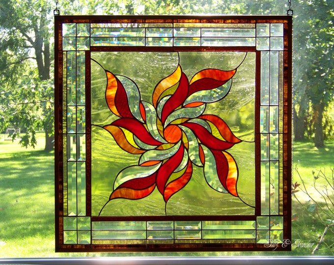 Sunburst Stained Glass Panel - Etsy