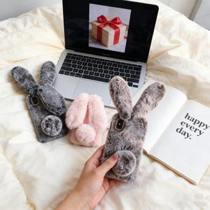 Cute Plush Rabbit Phone case Plush Bunny Phone Case for iphone 17 16 15 14,Spring Phone Cover,Easter Decor Easter Gift,Spring Holiday Gift