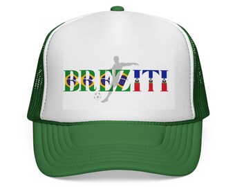 Brazil Soccer Text Trucker Cap | Football Flag Mesh Hat