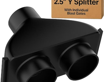 2.5 Inch Shop Vac Y Connector | Dust Collection Hose Splitter | Individual Blast Gates