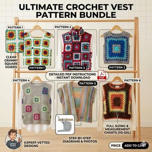 Crochet Vest Pattern PDF | Granny Square Tank Top | Summer Sweater |  Patchwork Clothing | Women Shirt