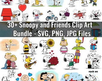 Snoopy and Friends Clipart Bundle PNG SVG Peanuts Charlie Brown Cartoon Dog Digital Download