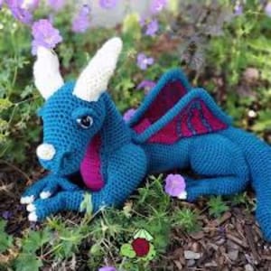 Drache Häkelanleitung - Amigurumi Fantasy Tier PDF, Anleitung Mythischer Drache, großes 3D Plüschtier