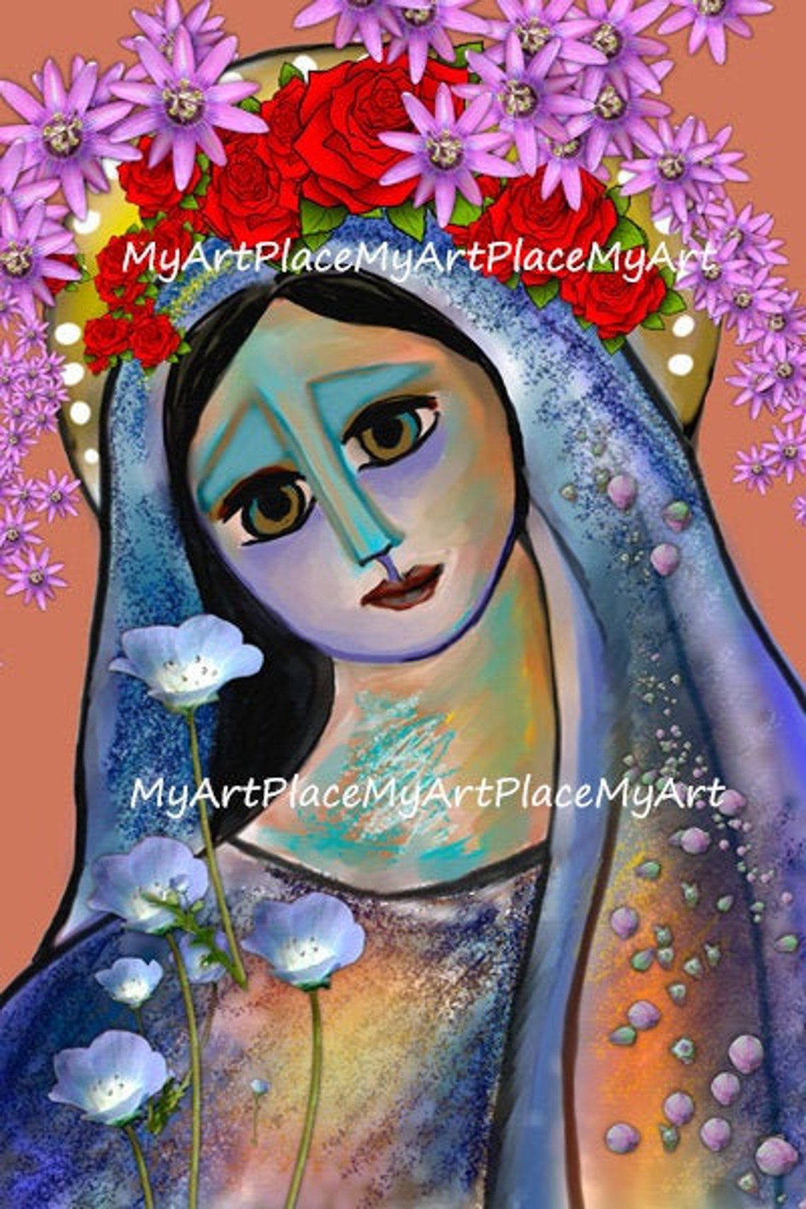 Mexican Religious Art Madonna Photo Collage Mexican Etsy