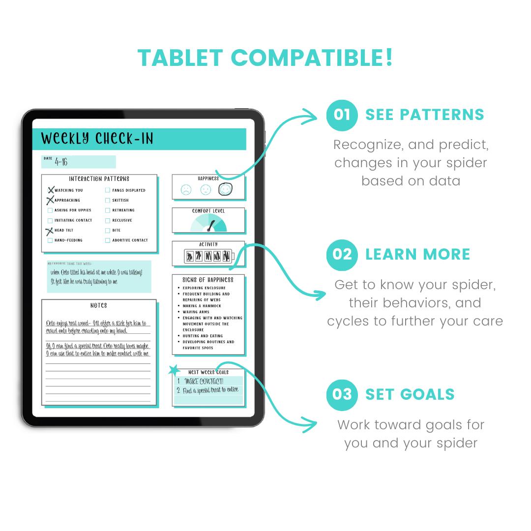 Jumping Spider Care Log | Printable PDF & Tablet Planner | Feeding Molt ...