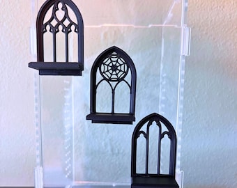 Gothic Arch Shelf | Ledge for Jumping Spider | Enclosure Accessory | Web Decor Bundle