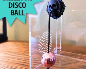Bola de discoteca con forma de calavera / Araña saltarina para enriquecimiento ambiental / Accesorio y juguete para terrario / Decoración gótica