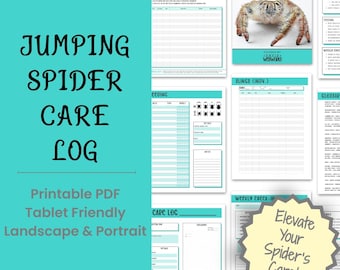 Verzorgingslogboek springspinnen | Afdrukbare pdf en tabletplanner | Voederband-tracker