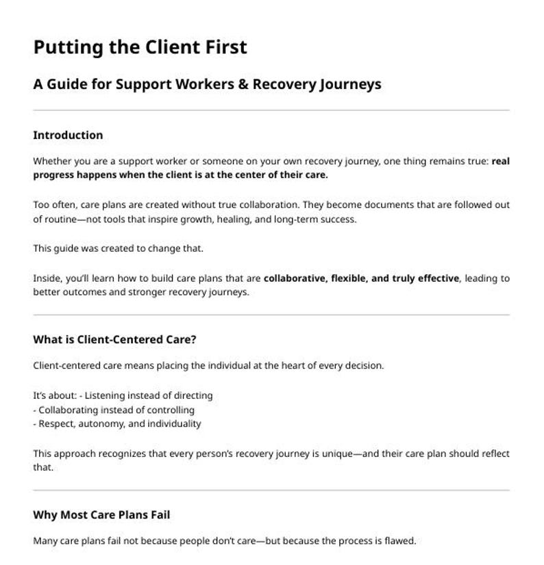 Putting the Client First: Client-centered Care Plans for Mental Health ...