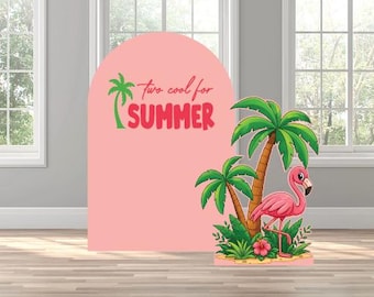 two cool for the summer kids birthday pool themed arch backdrop party photo wall sign decor display