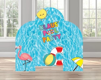 Pool party summer personalize name birthday themed arch backdrop party photo wall sign decor display