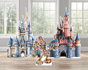 Cinderella castle iconic Mickey Mouse birthday bridal baby shower photo props themed arch backdrop photo wall sign decor display