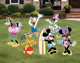 Summer pool beach Mickey Minnie Mouse daisy Donald duck goofy Pluto props party yard sign decor decoration cut out