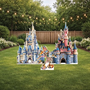 Cinderella castle iconic Mickey Mouse birthday bridal baby shower photo props themed arch backdrop photo wall sign decor display bild 2
