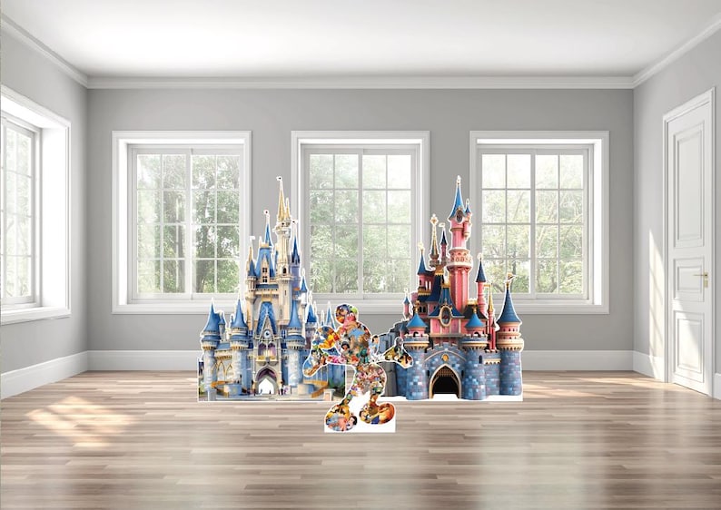 Cinderella castle iconic Mickey Mouse birthday bridal baby shower photo props themed arch backdrop photo wall sign decor display bild 1