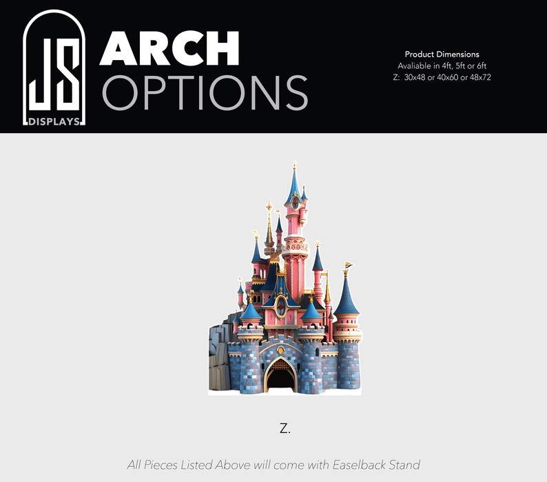 Cinderella castle iconic Mickey Mouse birthday bridal baby shower photo props themed arch backdrop photo wall sign decor display Arch - Z Only