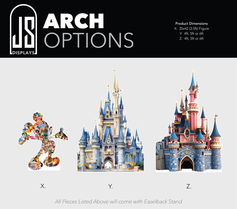 Cinderella castle iconic Mickey Mouse birthday bridal baby shower photo props themed arch backdrop photo wall sign decor display bild 3