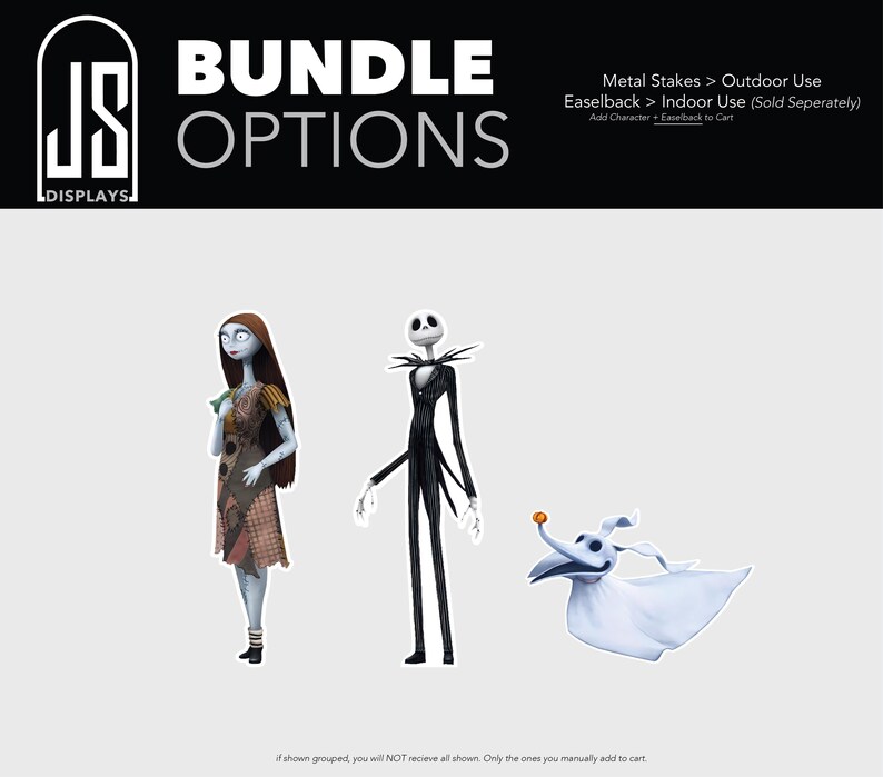 Nightmare before Christmas movie jack skellington sally character props halloween birthday party yard sign lawn decor decoration cut out Trio Set Only