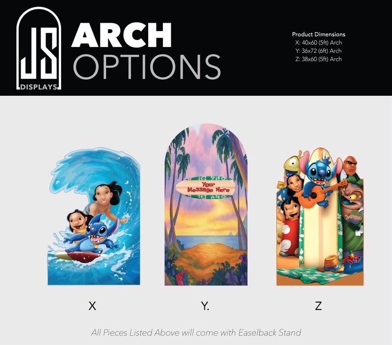 Lilo and Stitch cartoon movie version luau Hawaiian beach themed arch backdrop party photo wall sign decor display image 3