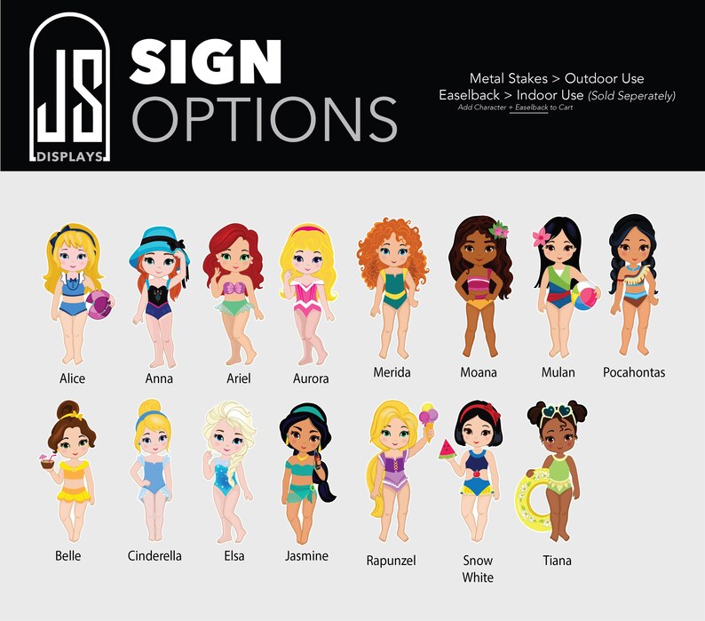 Princesas de playa de verano, niños, bebés, Disney, Cenicienta, Rapunzel, Ariel, Elsa, Anna, Tiana, Moana, accesorios, letrero de fiesta, decoración de jardín, recortes imagen 2