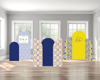 Amalfi coast mediterranean lemons Greece inspired birthday bridal baby shower themed arch backdrop photo wall sign decor display