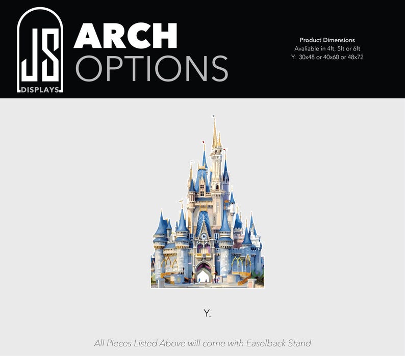 Cinderella castle iconic Mickey Mouse birthday bridal baby shower photo props themed arch backdrop photo wall sign decor display Arch - Y Only