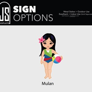 Princesas de playa de verano, niños, bebés, Disney, Cenicienta, Rapunzel, Ariel, Elsa, Anna, Tiana, Moana, accesorios, letrero de fiesta, decoración de jardín, recortes imagen 13