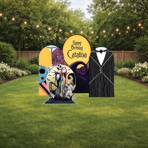 Nightmare before Christmas Jack skellington sally movie version birthday Halloween party themed arch backdrop photo wall sign decor display image 2