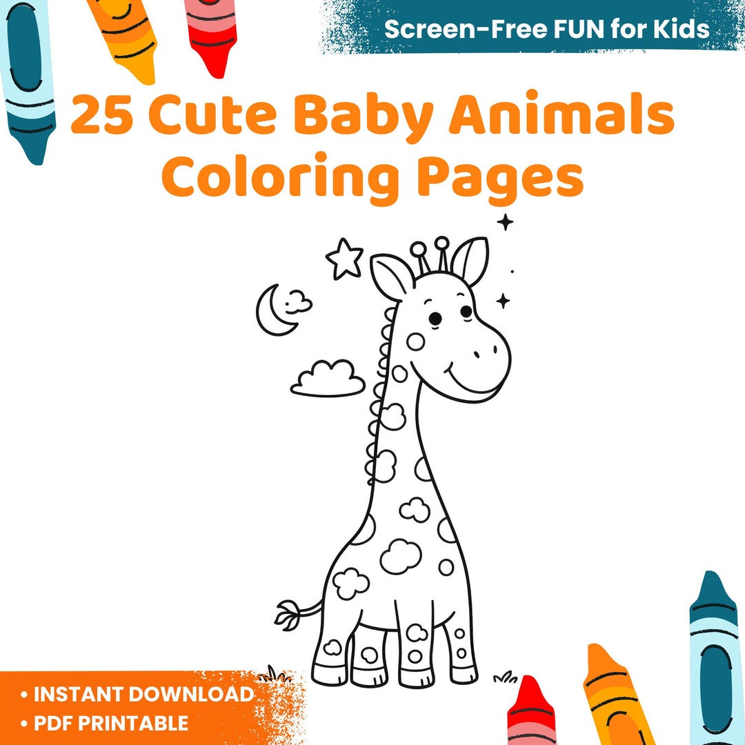 25 Cute Baby Animals Coloring Pages Printable PDF | Kids Toddler ...