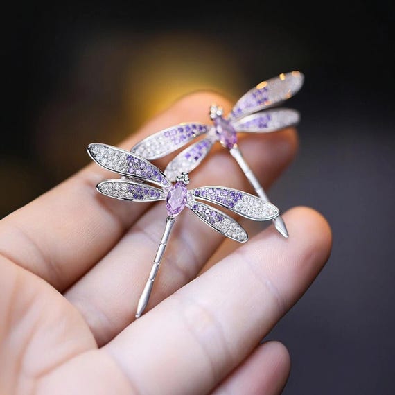 CZ Dragonfly Brooch - Suit Dress Collar Pin, Valentine's Festival Gift for Women