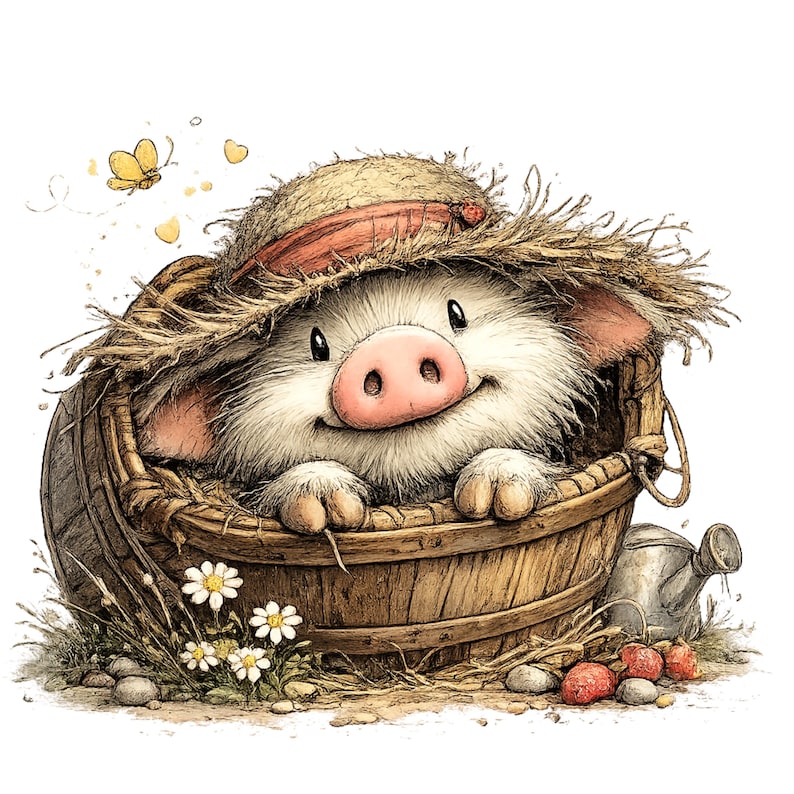 Cute Farm Animals PNG Bundle Watercolor Baby Cow Pig Chicken Sheep ...