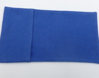 Royal blue flannel ice bag or ice pack cover; washable ice bag cover; reusable ice bag cover; easy way to apply ice to an injury