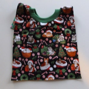 Cats and hats Christmas pullover bib for babies, toddlers or special needs children; bibs with no strings or snaps; Christmas bib; cats
