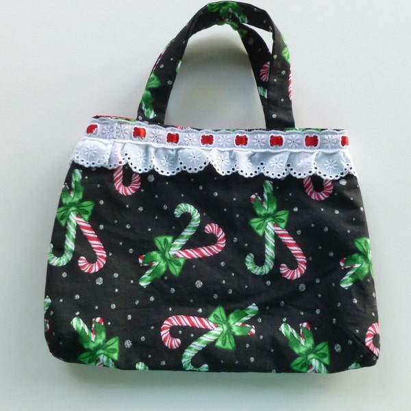 Christmas candy cane girl's lined purse; girl's gift; Child's purse; candy canes; girls Christmas gift