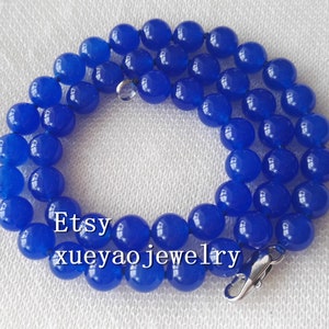 Blue Jade Necklace: 8mm Beaded Jewelry