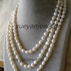 Long White Baroque Freshwater Pearl Necklace (9-10 mm)