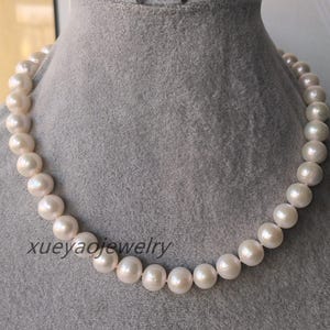 Cultured Freshwater Pearl Necklace: AAA+ White Pearl Jewelry, 9.5-10mm