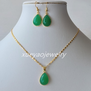 jewelry set, green jade earrings & pendant set,jewelry gift
