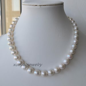 Edison Pearl Necklace: 10-11.8mm White Round Pearl, Knotted