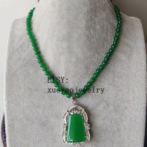 jade necklace, jade pendant, 6mm green jade necklace pendant