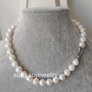 Pearl Necklace , genuine pearl necklace, cultured 11-11.5 mm off round white freshwater pearl necklace