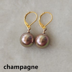 Shell Pearl Earrings: 8mm-14mm, White, Gray, Black, Red, Blue