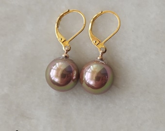 Shell Pearl Earrings: 8mm-14mm, White, Gray, Black, Red, Blue