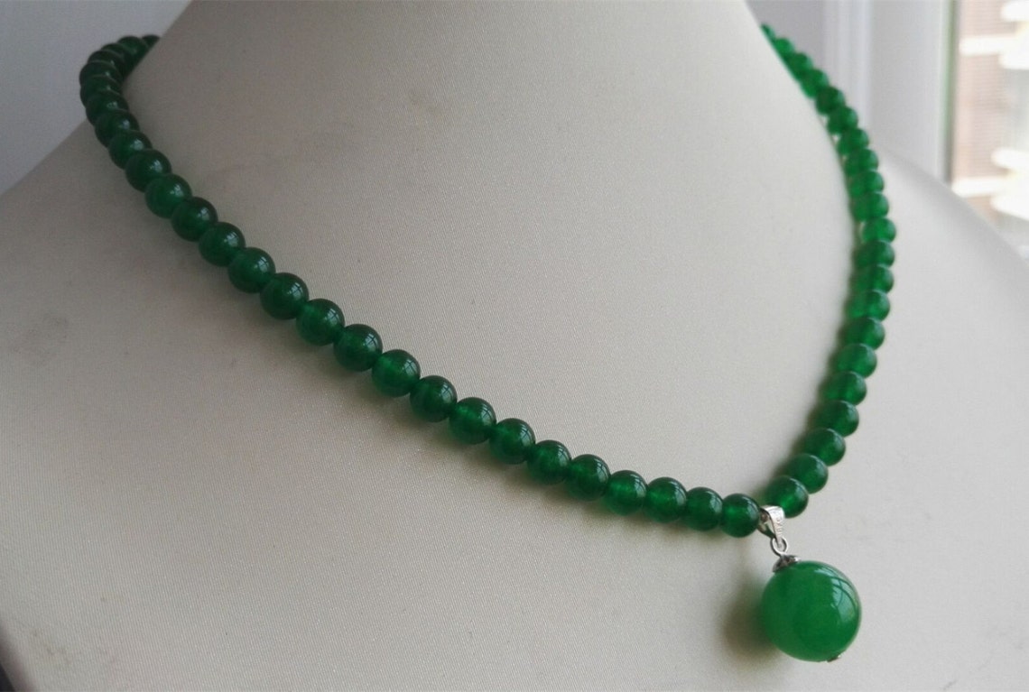 Jade Necklace Green Jade Necklace Jade Necklace Pendant 6mm - Etsy