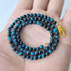 4-4.5 mm  blue tiger's eye stone necklace