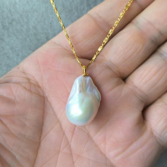 バロックパールペンダント：養殖淡水パールネックレス - Etsy 日本