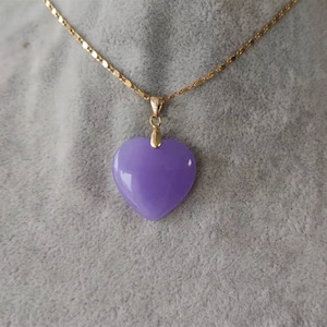 Heart Jade Pendant: Green, Red, Pink, Purple Jade (22 mm)