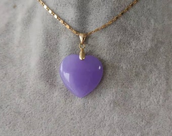 Heart Jade Pendant: Green, Red, Pink, Purple Jade (22 mm)